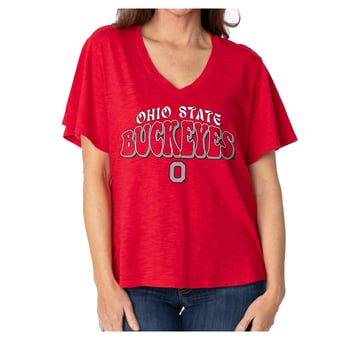 Women's  Scarlet Ohio State Buckeyes Fawn Flutter Sleeve T-Shirt