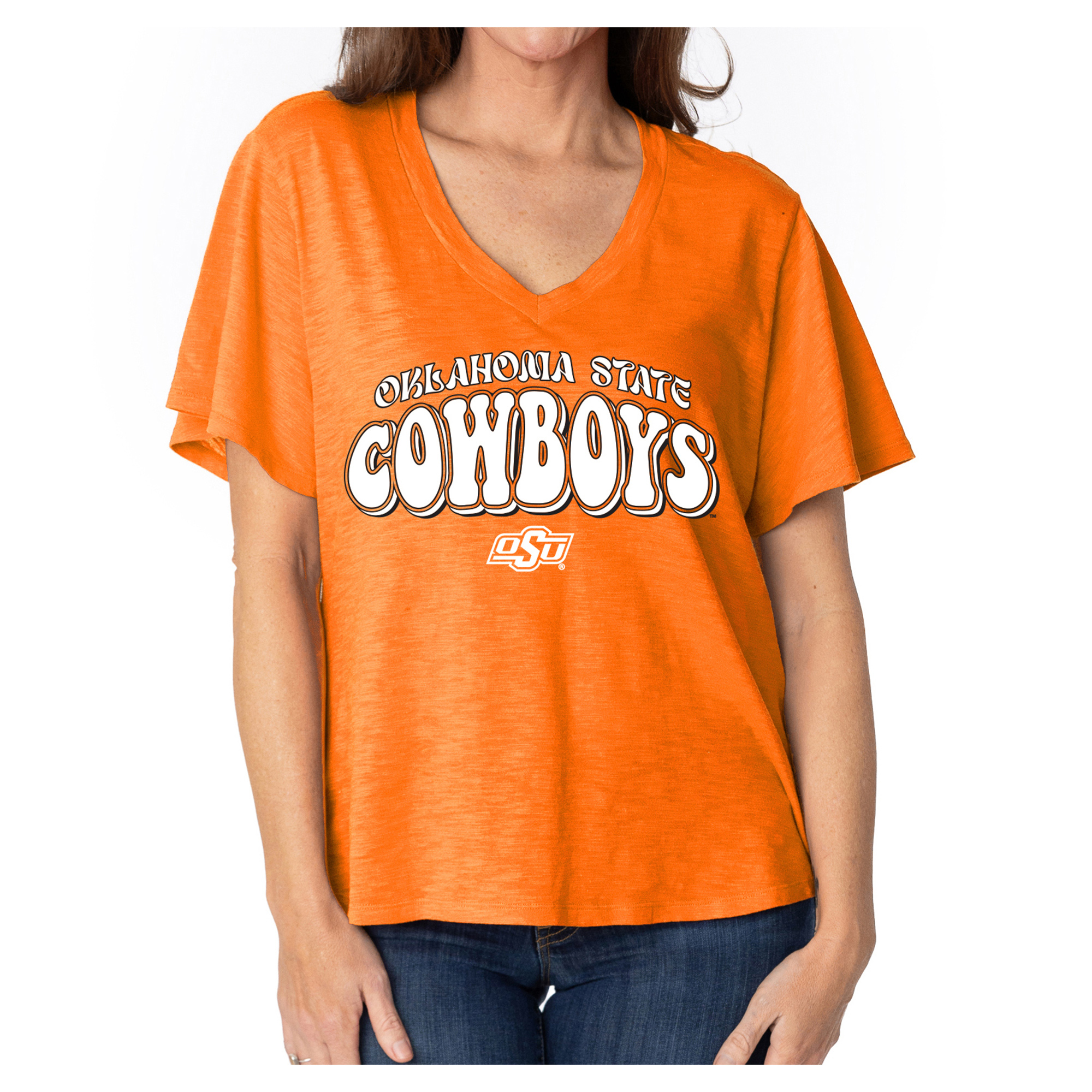 Women's  Orange Oklahoma State Cowboys Fawn Flutter Sleeve T-Shirt
