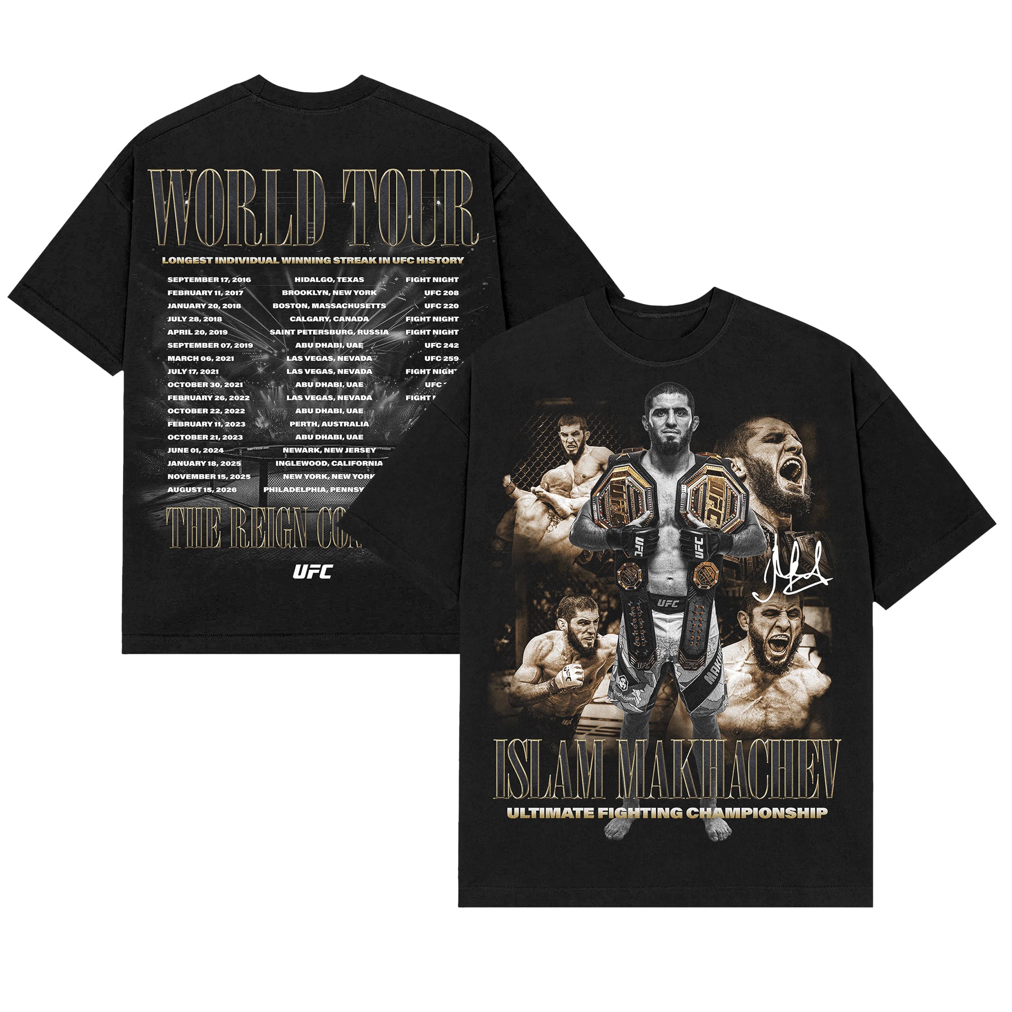 Men's UFC Black Islam Makhachev Reign Continues T-Shirt