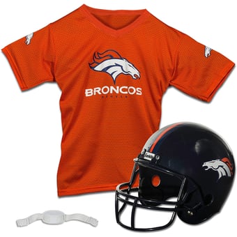 Youth Franklin Sports Orange Denver Broncos NFL Deluxe Helmet & Jersey Set