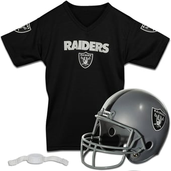 Youth Franklin Sports Black Las Vegas Raiders NFL Deluxe Helmet & Jersey Set