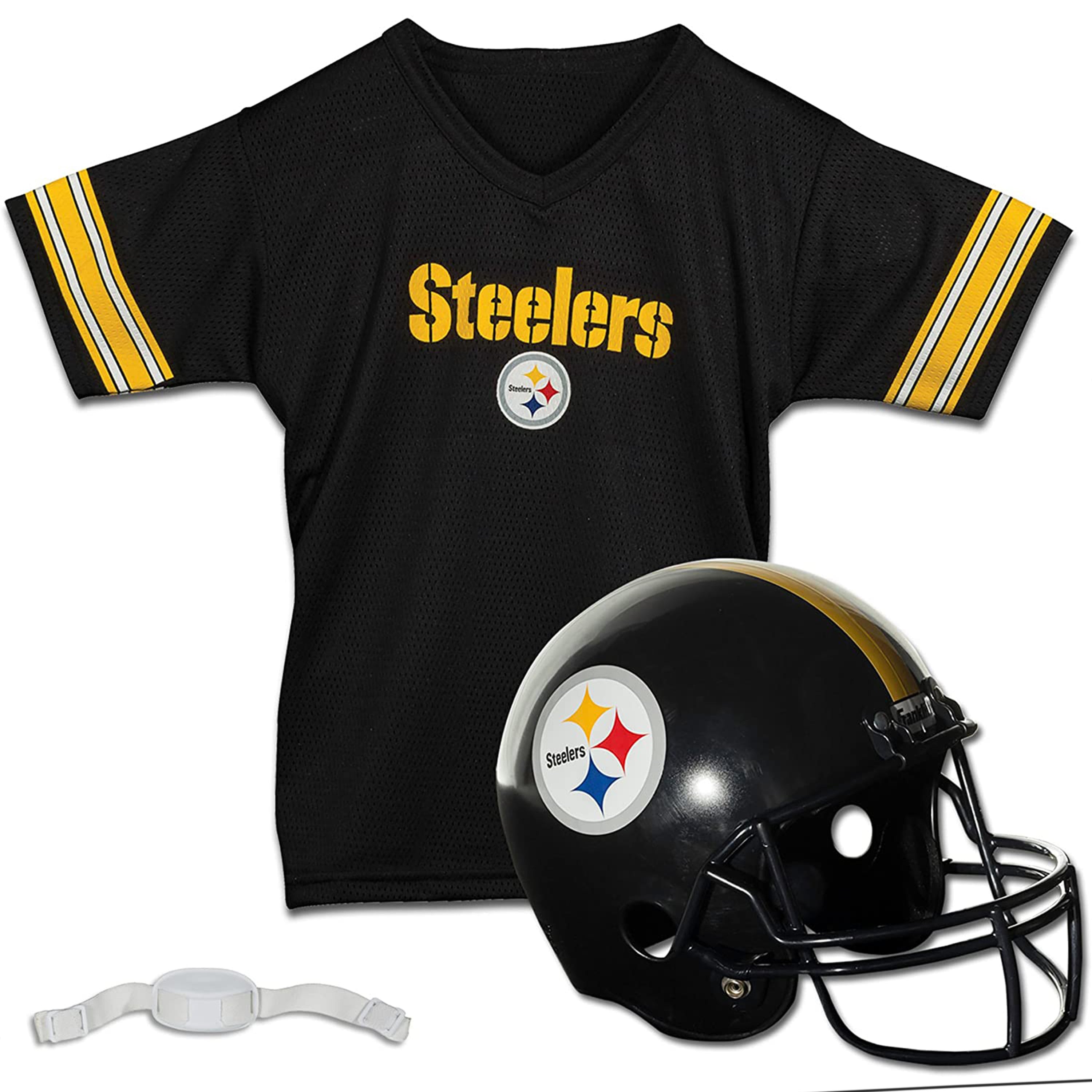 Youth Franklin Sports Black Pittsburgh Steelers NFL Deluxe Helmet & Jersey Set