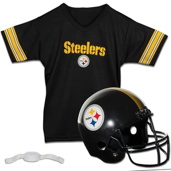 Youth Franklin Sports Black Pittsburgh Steelers NFL Deluxe Helmet & Jersey Set