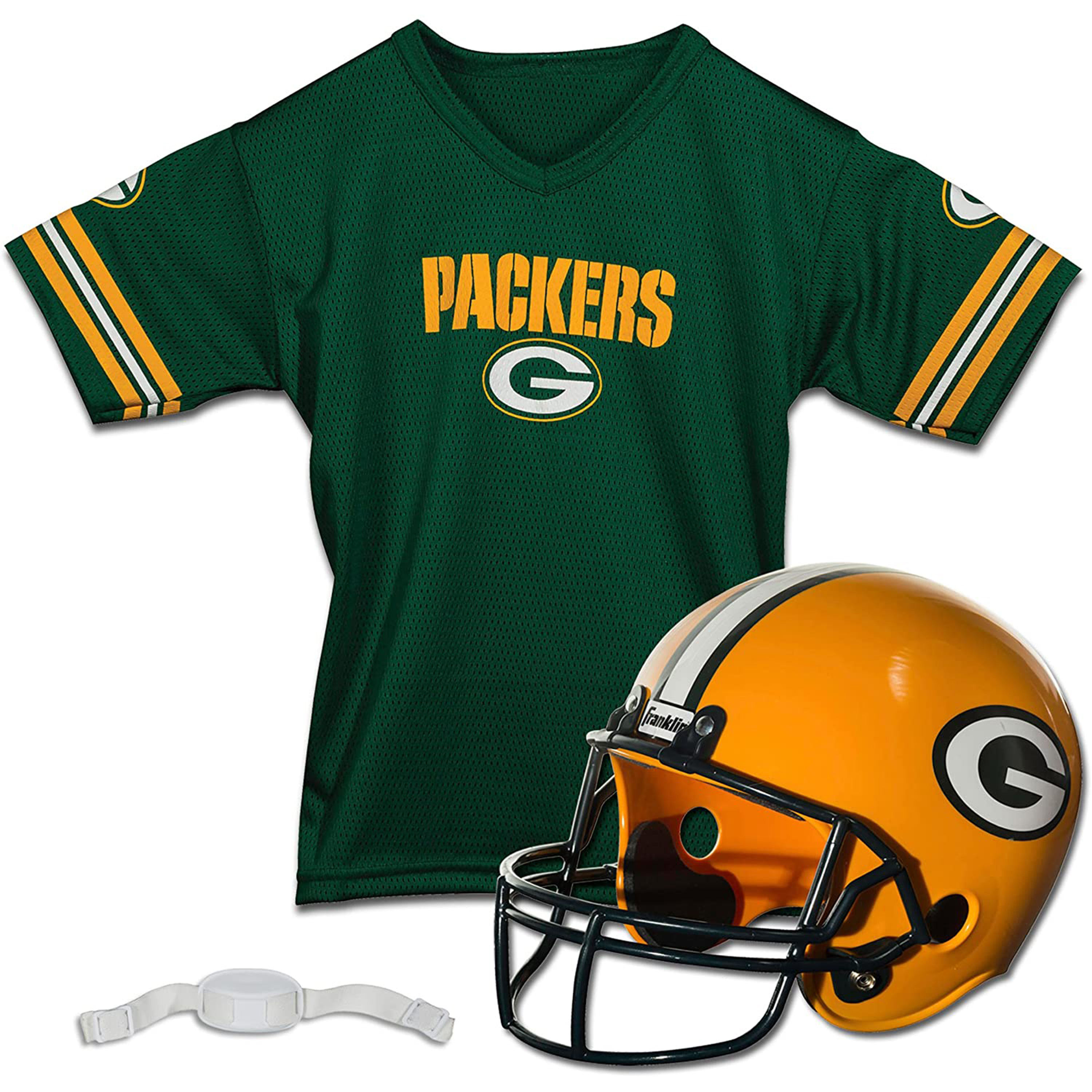 Youth Franklin Sports Green Green Bay Packers NFL Deluxe Helmet & Jersey Set