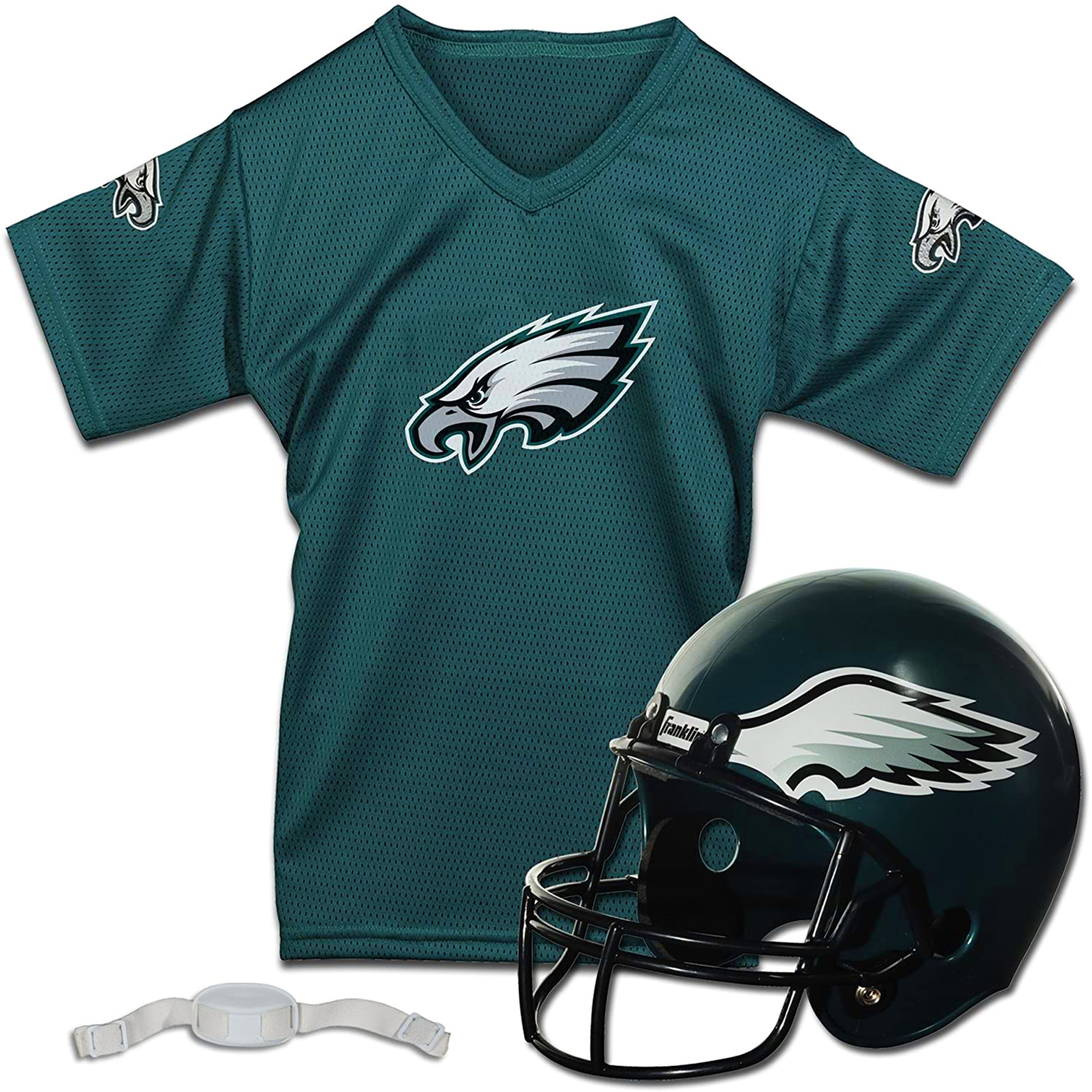 Youth Franklin Sports Midnight Green Philadelphia Eagles NFL Deluxe Helmet & Jersey Set
