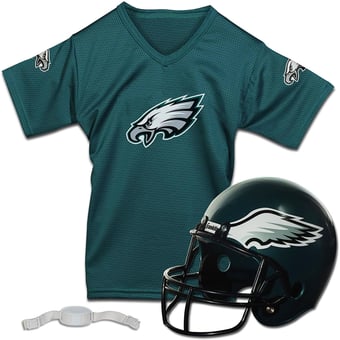 Youth Franklin Sports Midnight Green Philadelphia Eagles NFL Deluxe Helmet & Jersey Set