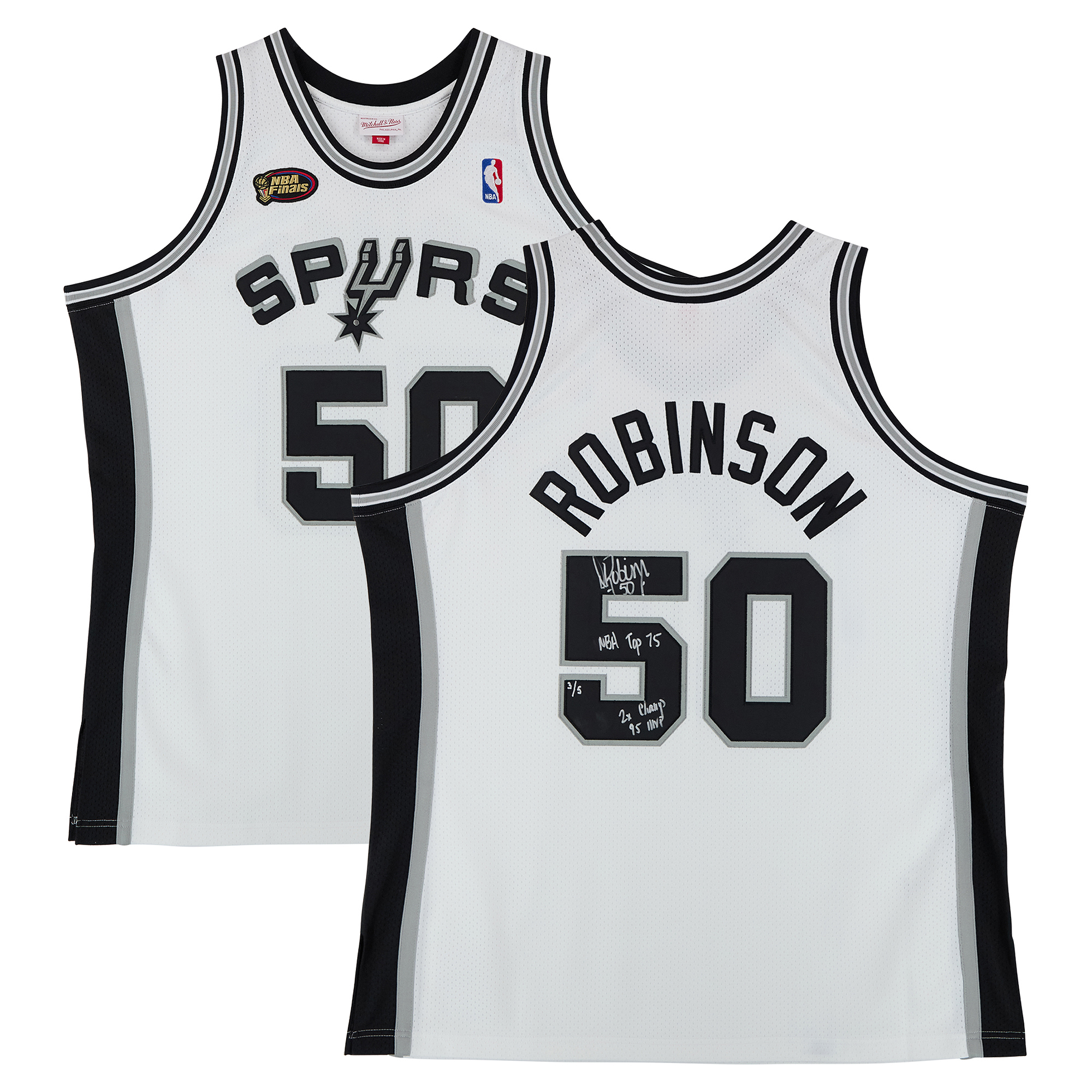 David Robinson San Antonio Spurs Autographed White Mitchell & Ness 1998 Authentic Jersey with Multiple Inscriptions - Limited Edition of 5