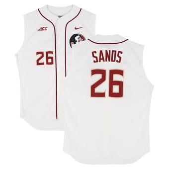 Cole Sands Florida State Seminoles Player-Issued #26 White Sleeveless Jersey from the Baseball Program - Size 48