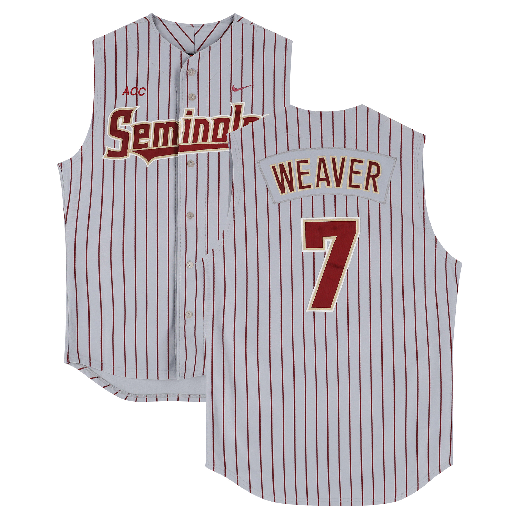 Luke Weaver Florida State Seminoles Player-Issued #7 Gray Sleeveless Jersey from the Baseball Program - Size 44