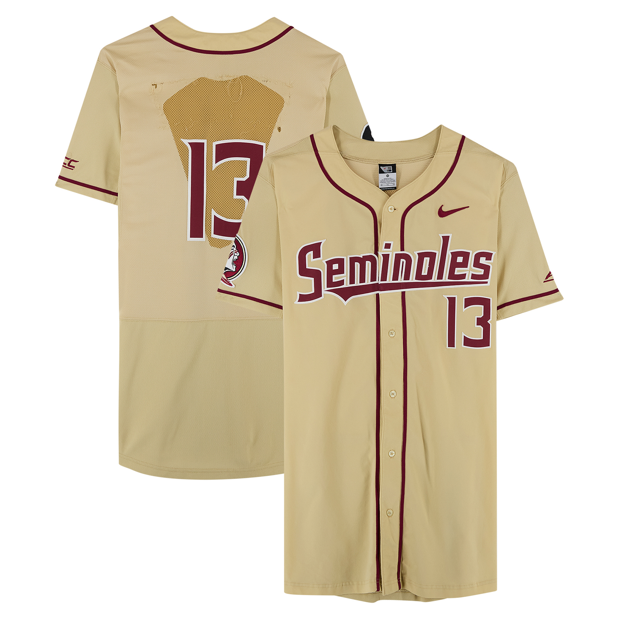 Florida State Seminoles Team-Issued #13 Gold Jersey from the Baseball Program - Size 46