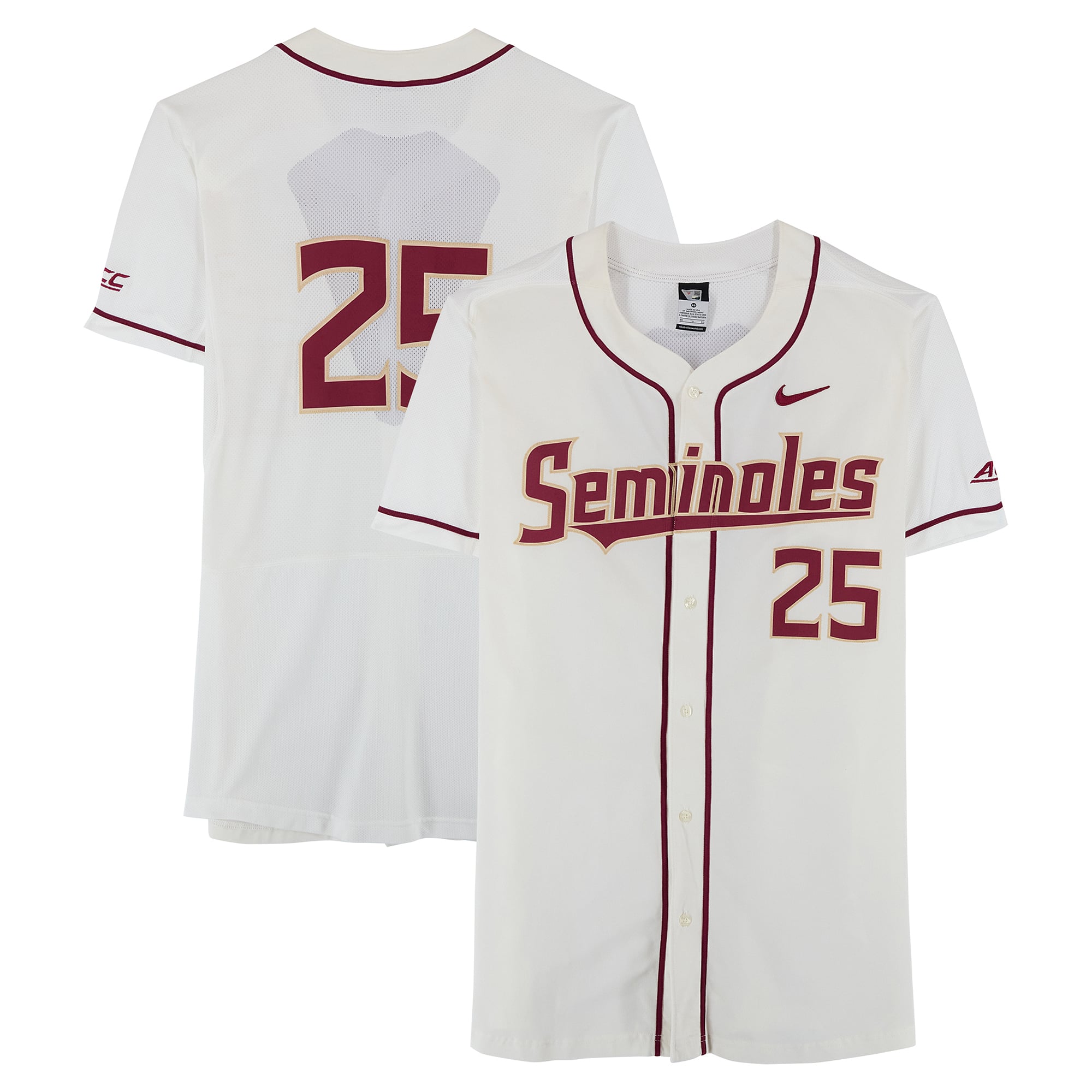 Florida State Seminoles Team-Issued #25 White Jersey from the Baseball Program - Size 46