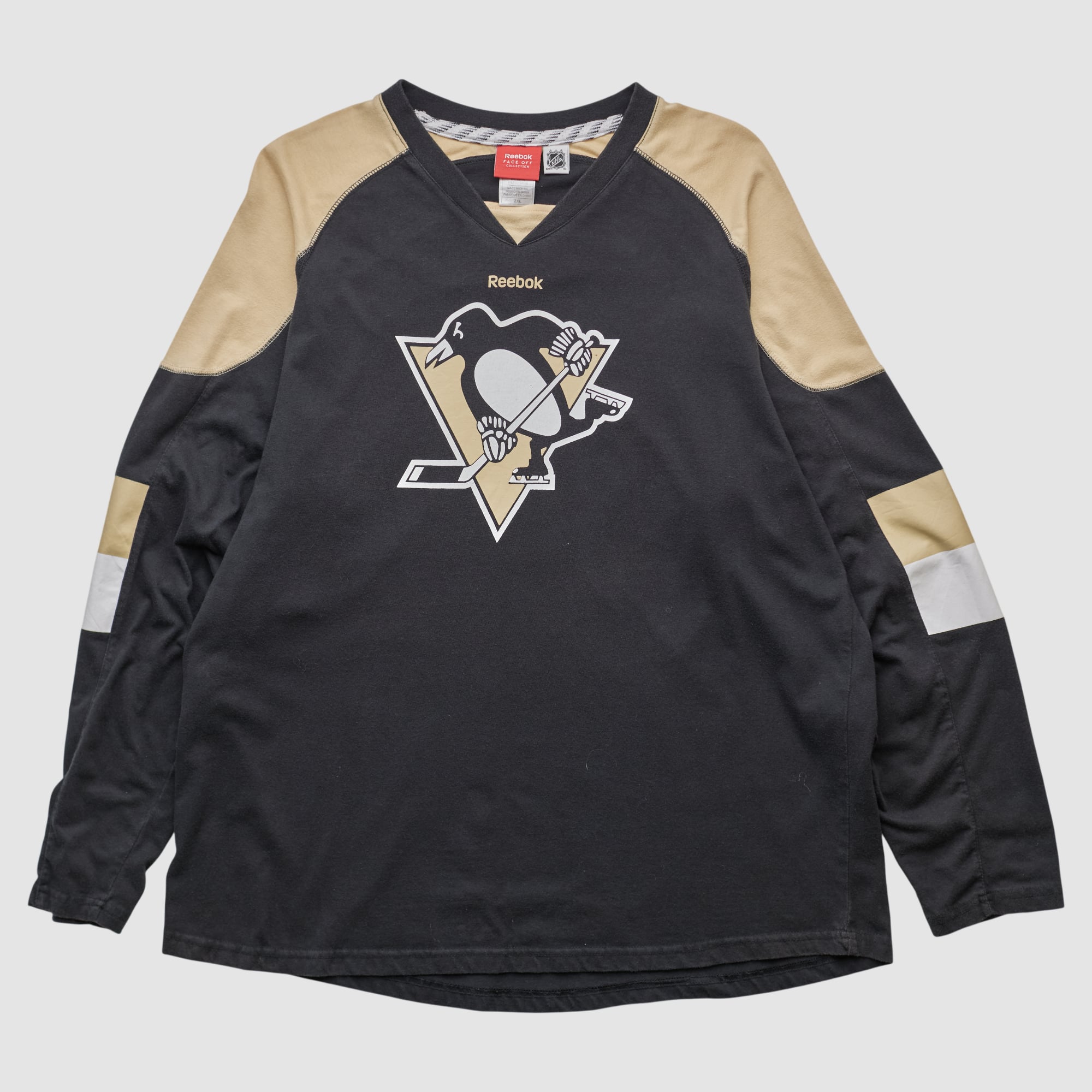 Pittsburgh Penguins Reebok 2010s Long Sleeve Top - Black - 2XL by Fanatics Real Vintage
