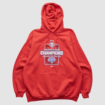 World Series Majestic 2009 Hooded Pullover Sweatshirt - Red - L by Fanatics Real Vintage