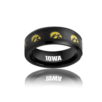 Men's FanDrip Black Iowa Hawkeyes Tungsten Ring