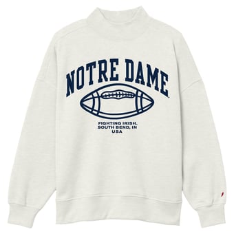 Women's League Collegiate Wear Oatmeal Notre Dame Fighting Irish Diana Mock Neck Football Sweatshirt
