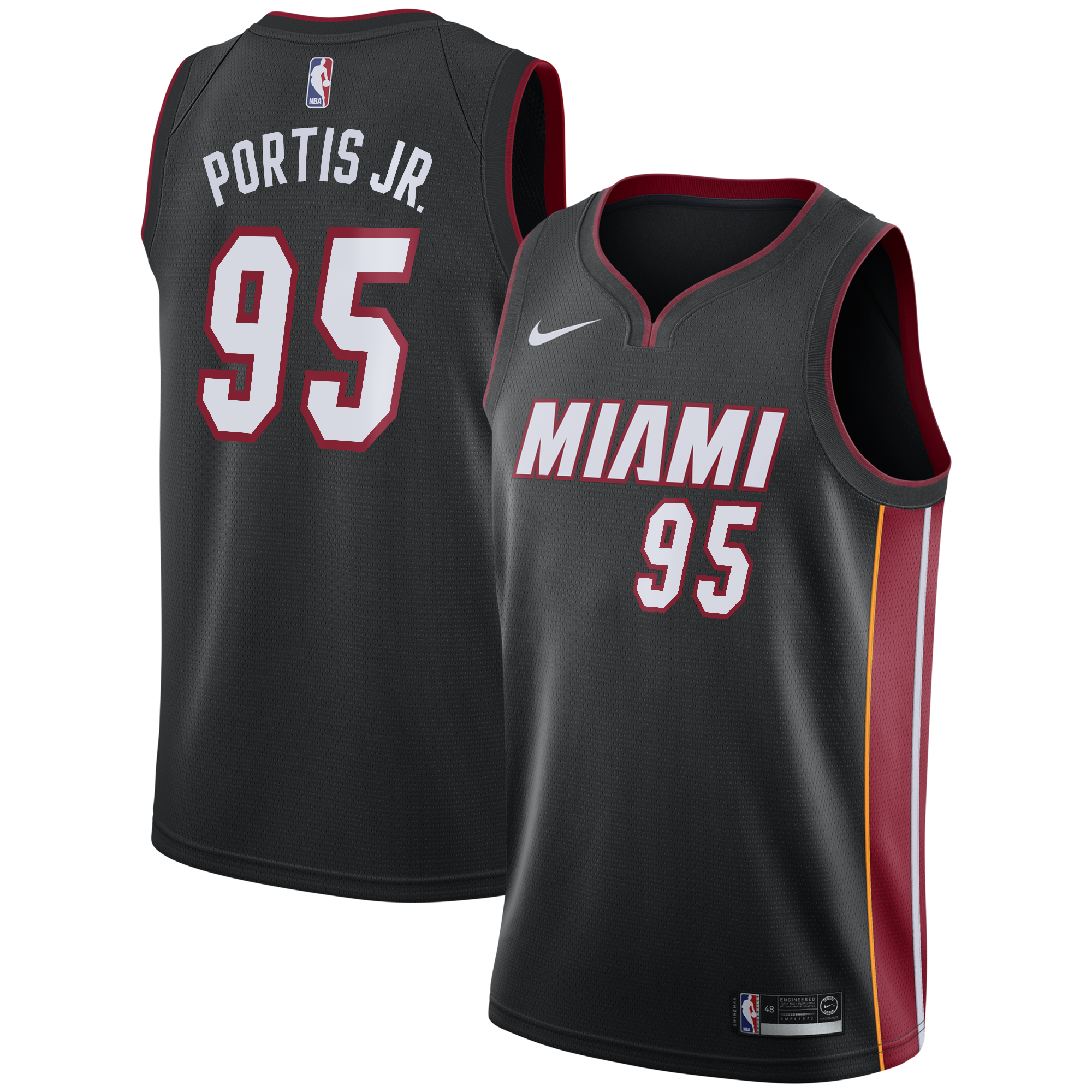 Camiseta Nike Icon Edition Swingman de los Miami Heat - Negra - Bobby Portis Jr. - Juvenil