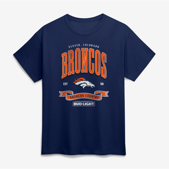 Men's Navy Denver Broncos Bud Light T-Shirt