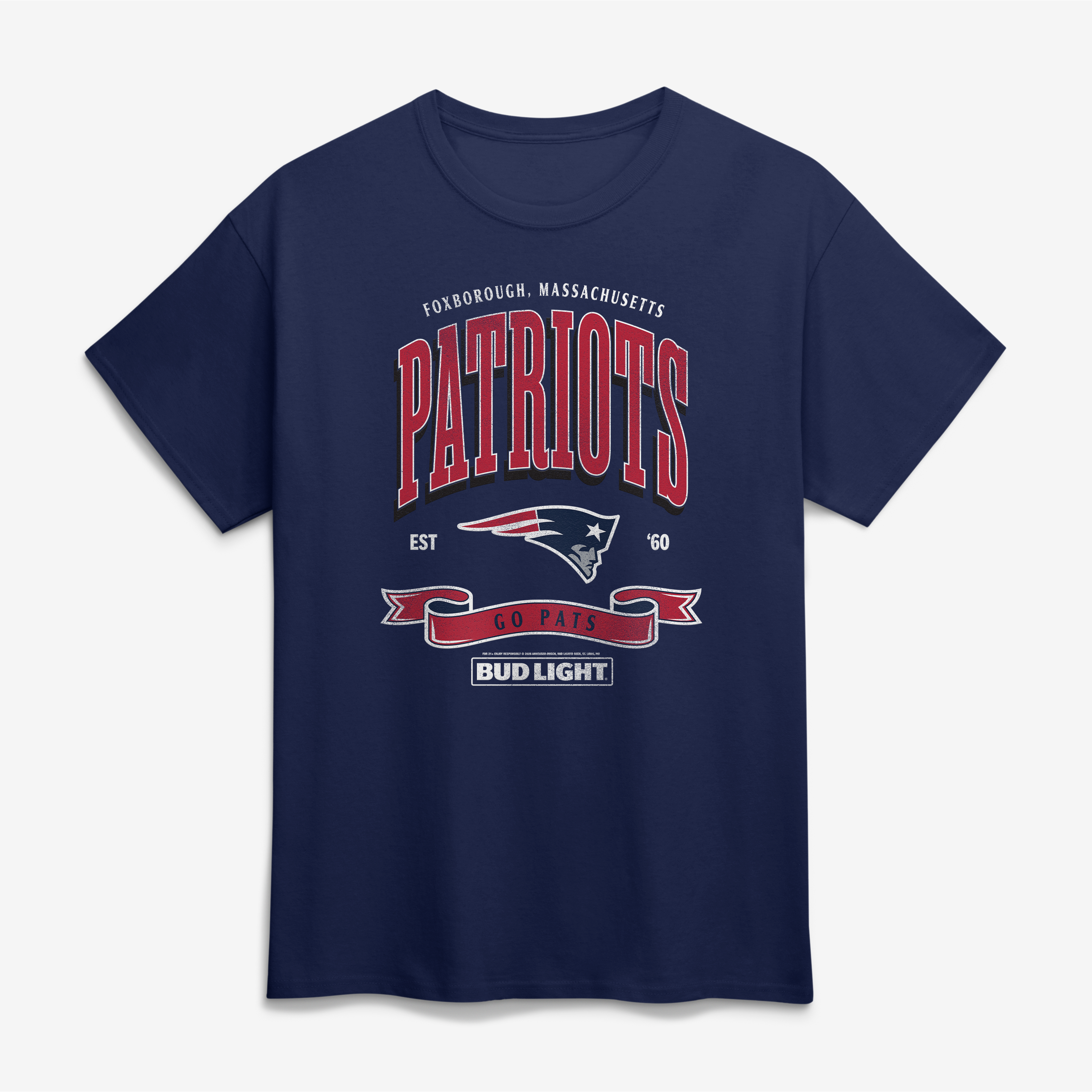 Men's Navy New England Patriots Bud Light T-Shirt