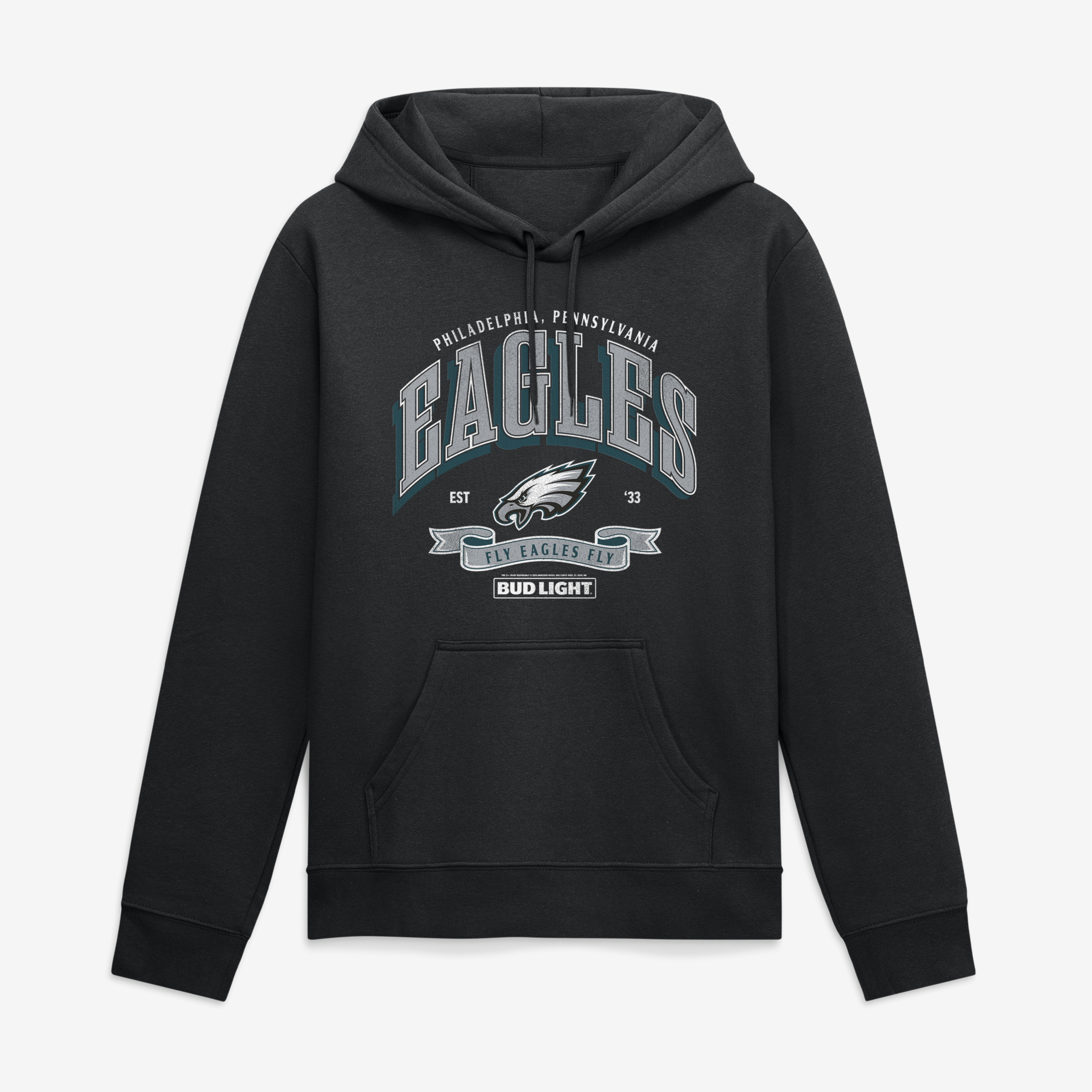 Men’s Black Philadelphia Eagles Bud Light Hoodie Men’s Black Philadelphia Eagles Bud Light Hoodie