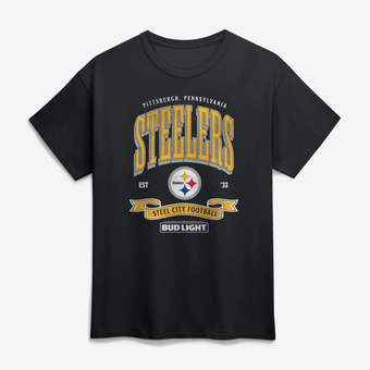 Men's Black Pittsburgh Steelers Bud Light T-Shirt