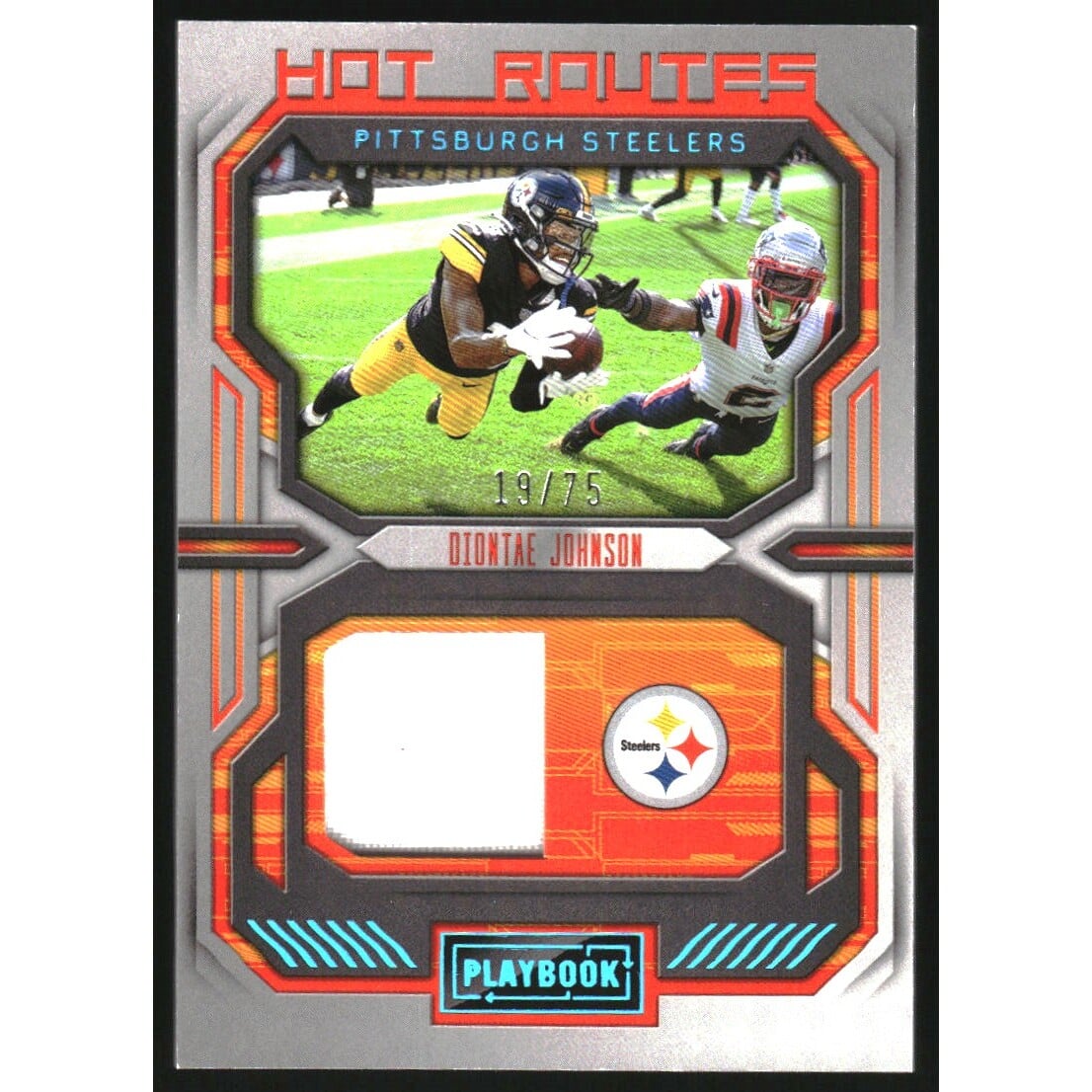2022 Panini Playbook Hot Routes Jerseys Platinum #9 Diontae Johnson. rookie card picture