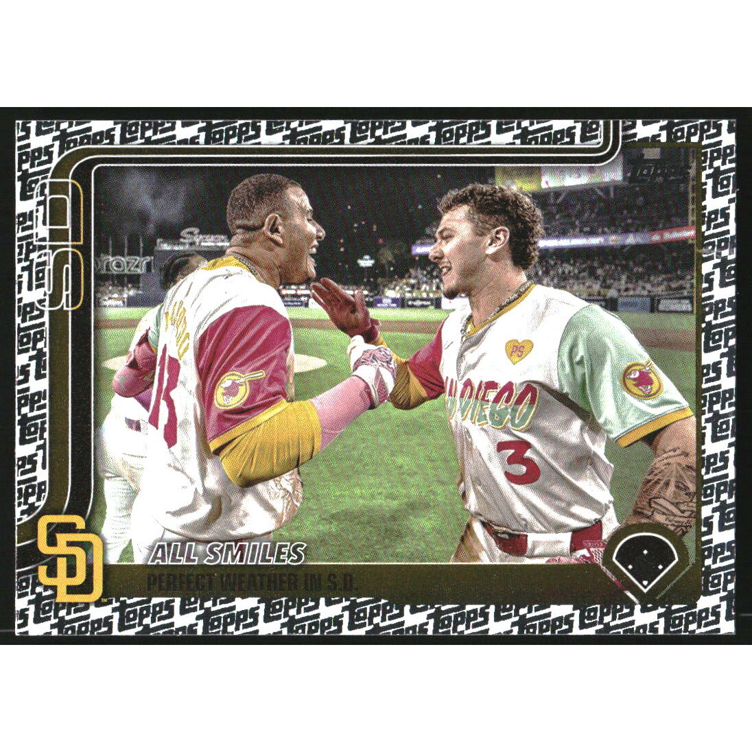 2025 Topps Fanatics Topps Foil #143 All Smiles/Manny Machado/Jackson Merrill