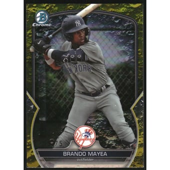 2023 Bowman Chrome Draft Yellow Lunar Crater Refractors #BDC66 Brando Mayea