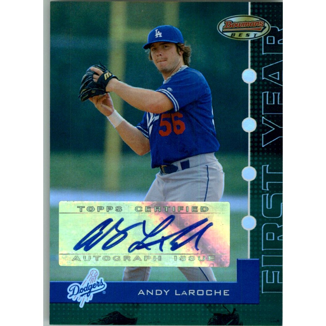 2005 Bowman's Best Green #112 Andy LaRoche FY AU. rookie card picture