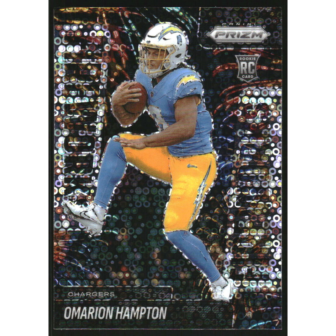 2025 Panini Prizm Fireworks Prizms No Huddle #17 Omarion Hampton