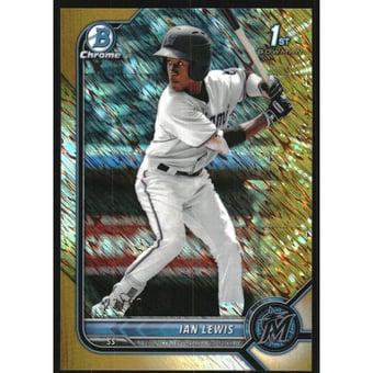 2022 Bowman Chrome Prospects Gold Shimmer Refractors #BCP96 Ian Lewis