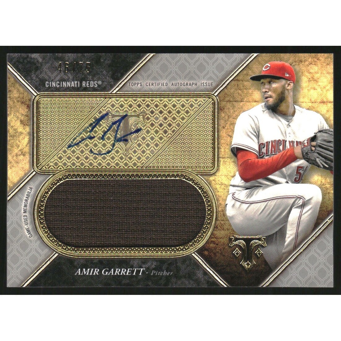 2017 Topps Triple Threads Unity Jumbo Relic Autographs Silver #UAJRAG Amir Garrett. rookie card picture