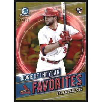 2021 Bowman Chrome Rookie of the Year Favorites Gold Refractors #RRYDC Dylan Carlson