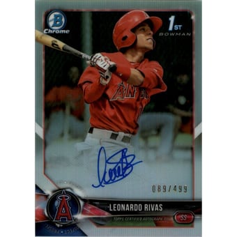 2018 Bowman Chrome Prospect Autographs Refractors #BCPALR Leonardo Rivas