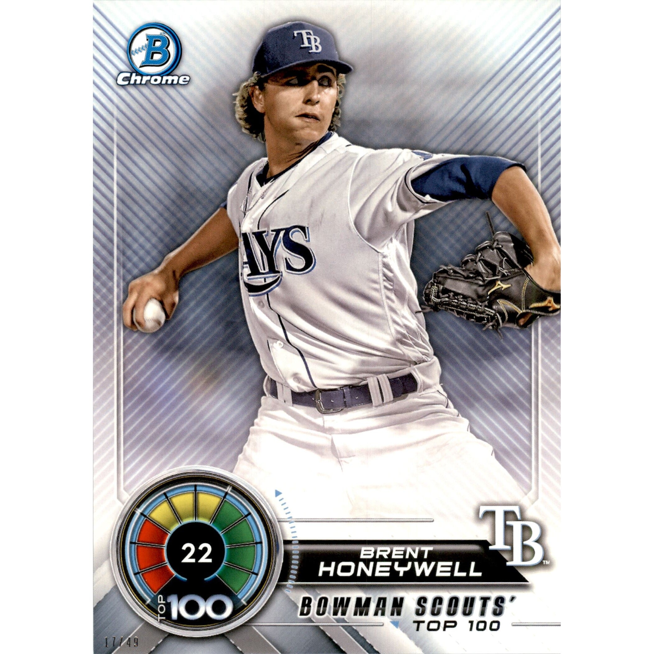 2018 Bowman Chrome 5x7 Scouts Top 100 #BTP22 Brent Honeywell. rookie card picture