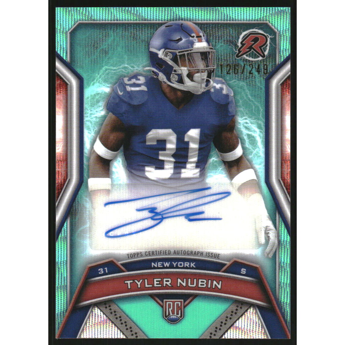 2024 Topps Resurgence Resurgence Rookie Signatures Aqua Surge #RRSTN Tyler Nubin. rookie card picture