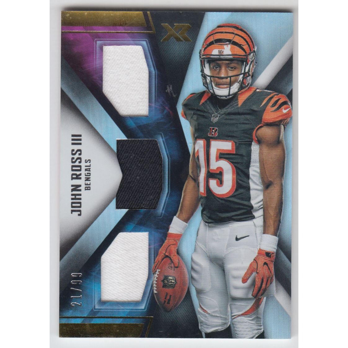 2017 Panini XR Rookie Triple Threats Materials #24 John Ross III. rookie card picture