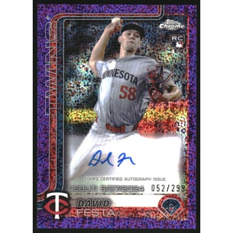 2025 Topps Chrome Update Rookie Debut Autographs Purple Speckle Refractors #CRDADF David Festa