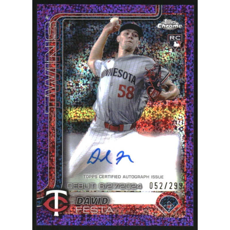 2025 Topps Chrome Update Rookie Debut Autographs Purple Speckle Refractors #CRDADF David Festa