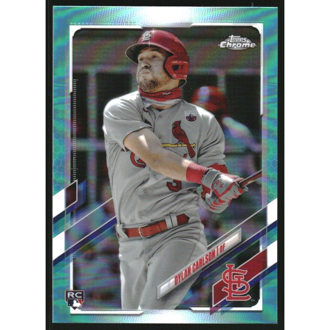 2021 Topps Chrome Aqua Refractors #140 Dylan Carlson. rookie card picture