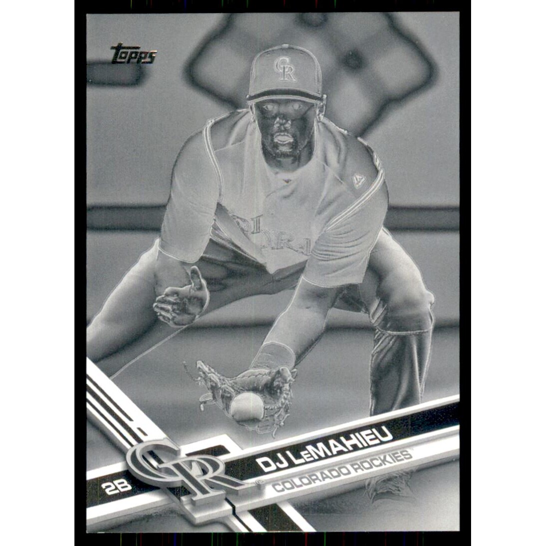 2017 Topps Black and White Negative #385 DJ LeMahieu. rookie card picture
