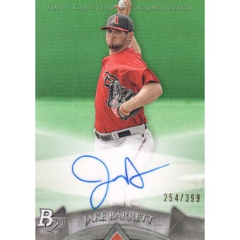 2014 Bowman Platinum Prospect Autographs Green Refractors #APJB Jake Barrett