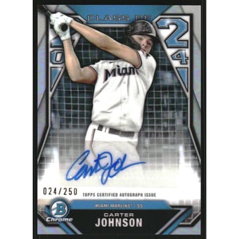 2024 Bowman Chrome Draft Class of '24 Autographs #C24CJ Carter Johnson