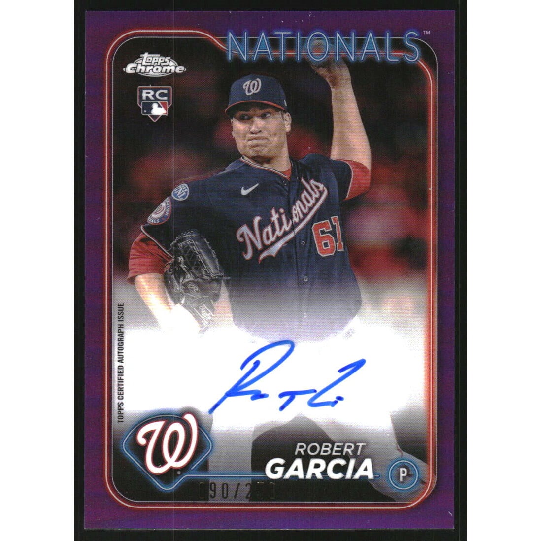 2024 Topps Chrome Rookie Autographs Purple Refractors #RARGA Robert Garcia. rookie card picture