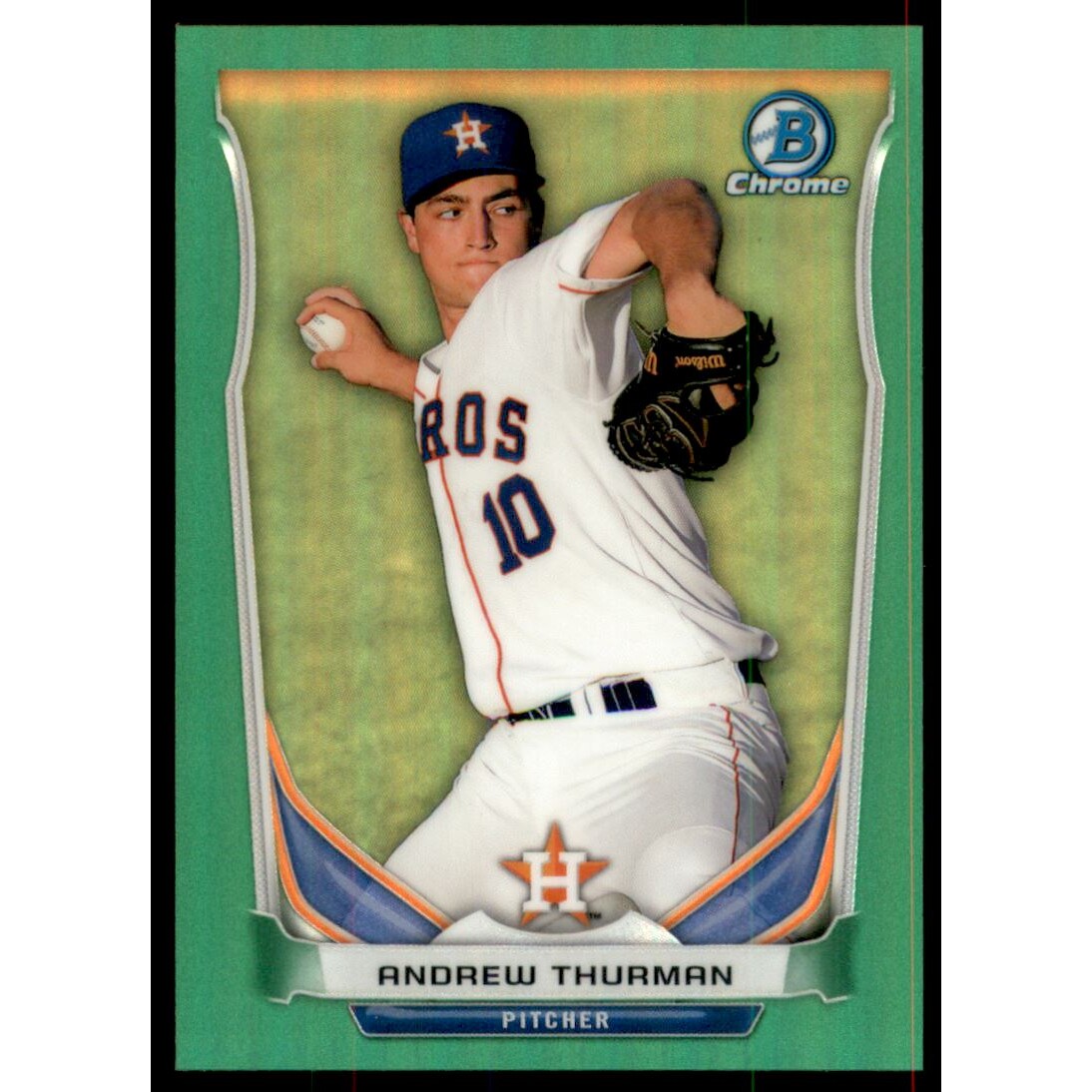 2014 Bowman Chrome Prospects Series 2 Green Refractors #BCP46 Andrew Thurman. rookie card picture