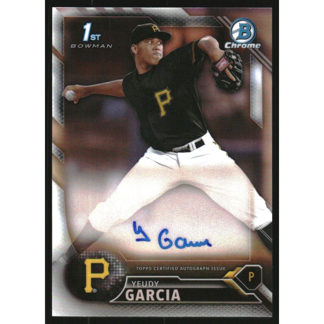 2016 Bowman Chrome Prospect Autographs Refractors #BCAPYG Yeudy Garcia. rookie card picture