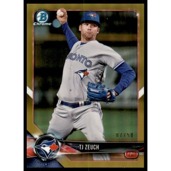 2018 Bowman Chrome Prospects Gold Refractors #BCP56 TJ Zeuch