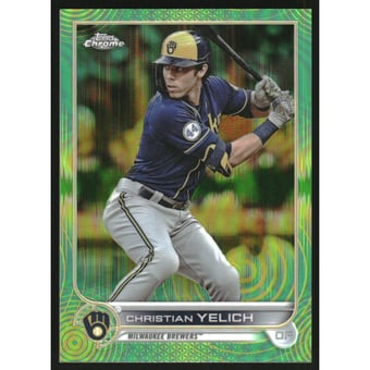 2022 Topps Chrome Sonic Green Yellow Sonic Refractors #210 Christian Yelich