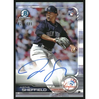 2019 Bowman Chrome Rookie Autographs Refractors #CRAJS Justus Sheffield/Yanks