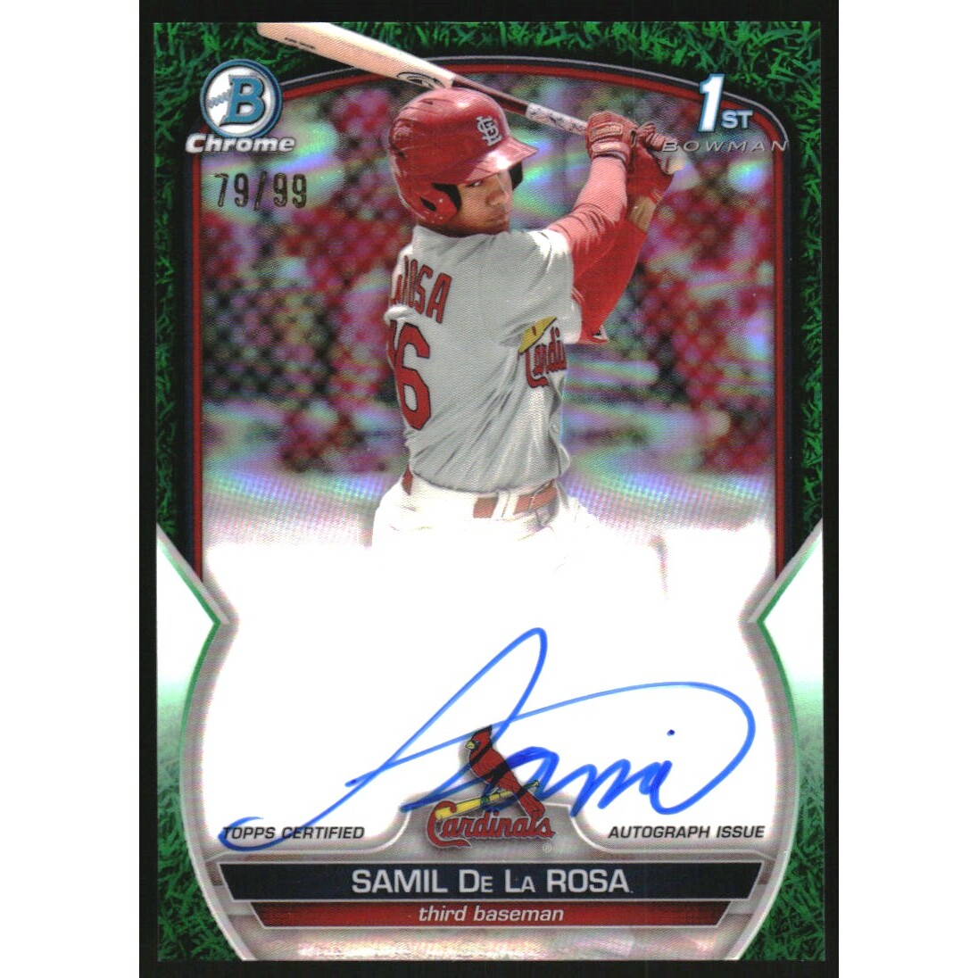 2023 Bowman Chrome Prospect Autographs Green Grass Refractors #CPASD Samil De La Rosa