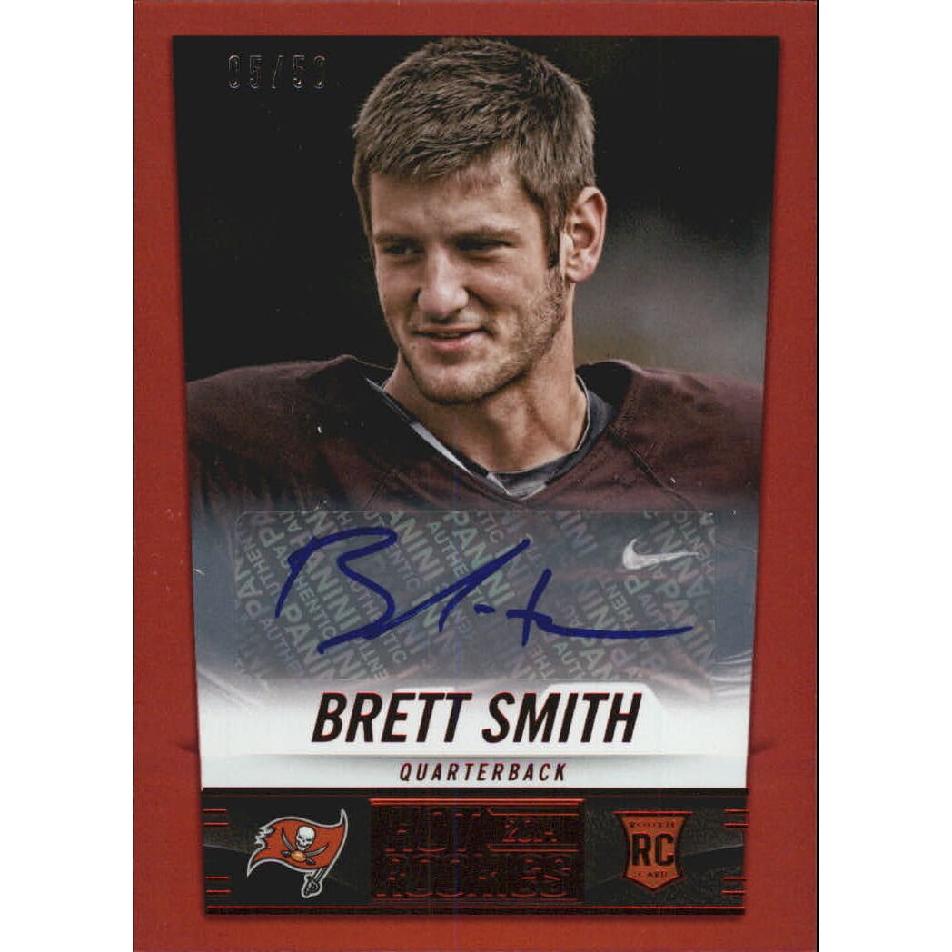 2014 Panini Hot Rookies Rookie Signatures Red #344 Brett Smith/50. rookie card picture